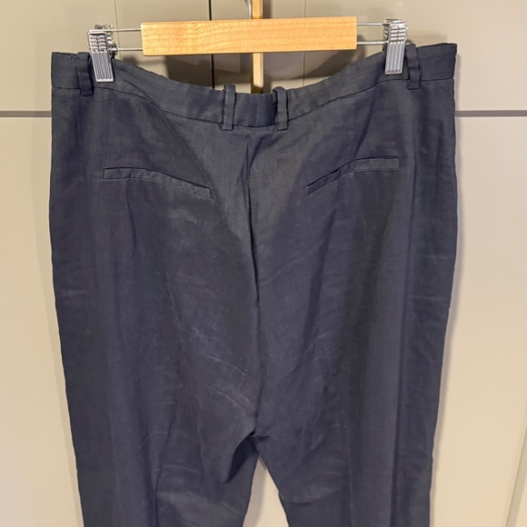 Theory Wide-Leg Linen Pants | Dark Blue | Size 12 | Style #1073217R - Picture 2 of 2